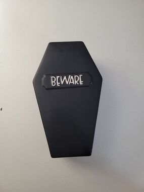 Ceramic Coffin-Shaped 'BEWARE' Decorative Jewelry Box